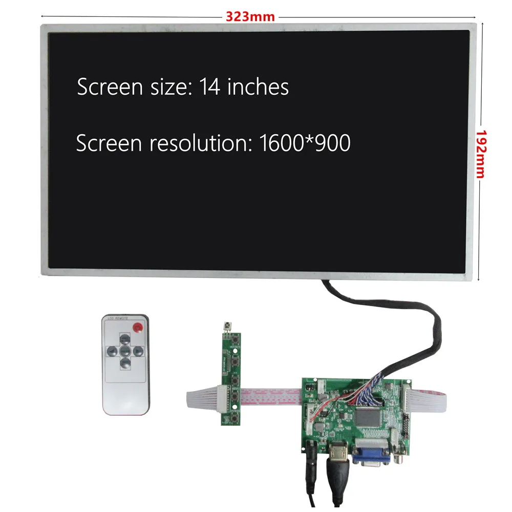 14 Inch 1600*900 HDMI-Compatible Screen LCD Display With Driver Board Monitor For Raspberry Pi Banana/Orange Pi Mini Computer