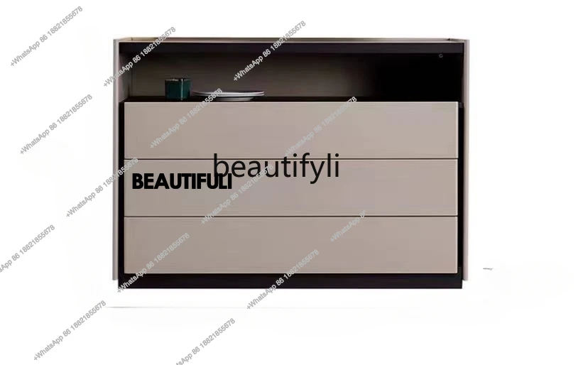 

Italian-Style Light Luxury High Grade Gray Smoky Chest of Drawers Living Room Side Cabinet Entrance Cabinet Storage Cabinet