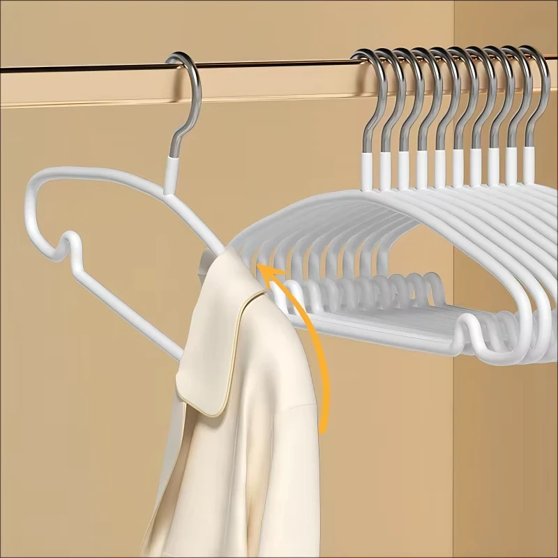 

10pcs Non-Slip Hanger Clothes Coat Rack Metal Wardrobe Hangers Save Wardrobe Space No Trace Closet Organizer Hangers