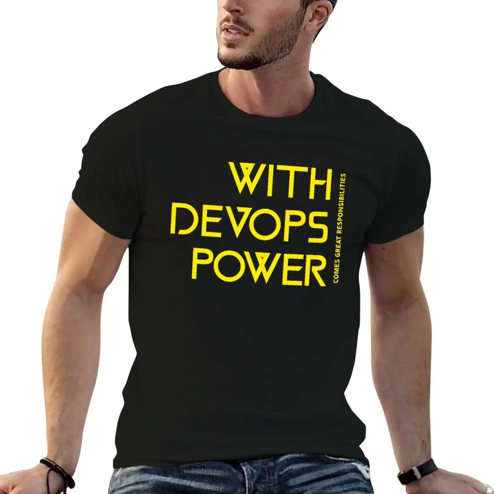 With devops power comes great responsibility T-Shirt oversized t shirt custom shirt t shirts for men graphic