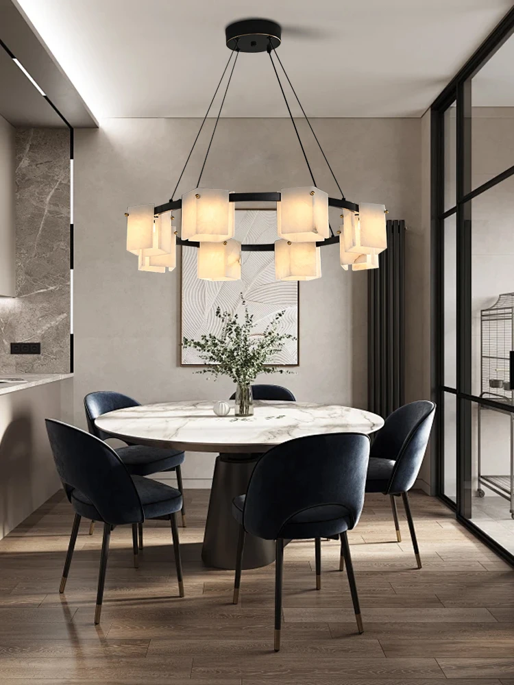 Nordic Luxury Vintage Marble Chandelier Lights Black
