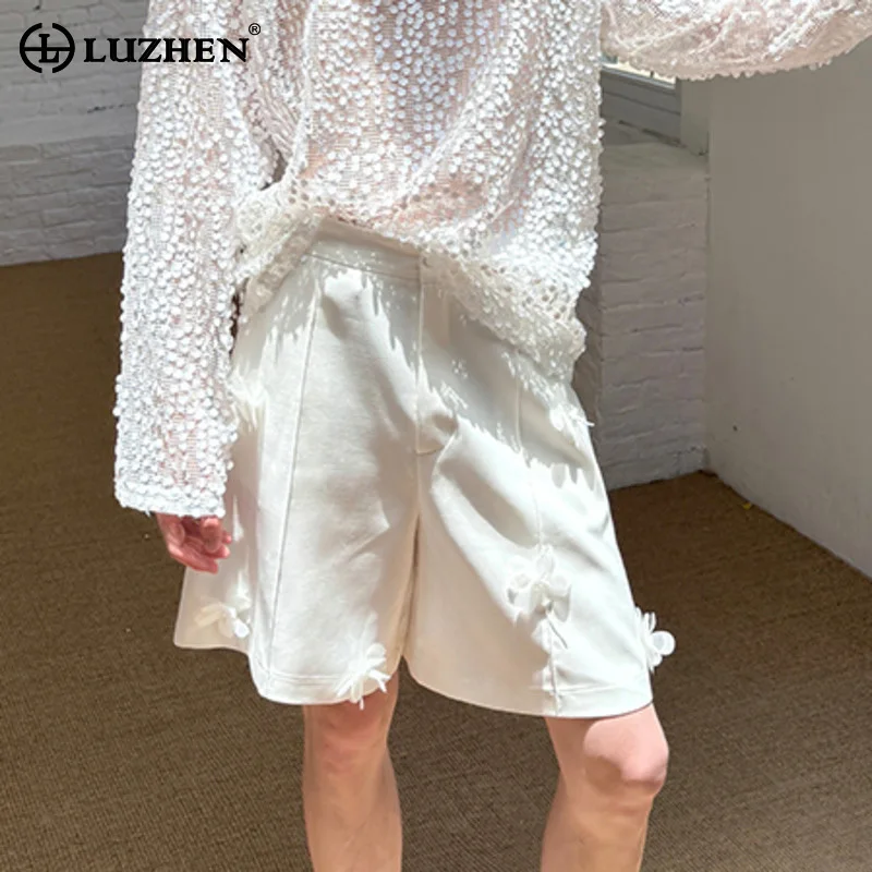 

LUZHEN трехмерные лоскутные прямые повседневные брюки с пятью очками, мужские летние однотонные элегантные мужские шорты 2025 года JY3157