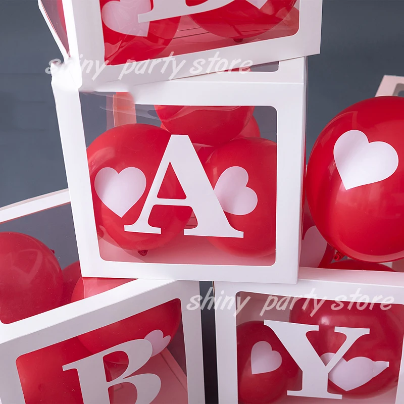 Boîte d'emballage transparente avec nom pour fête d'anniversaire, ballons en latex pour enfants, fournitures de fête préChristophe, décor de mariage et de nouvel an