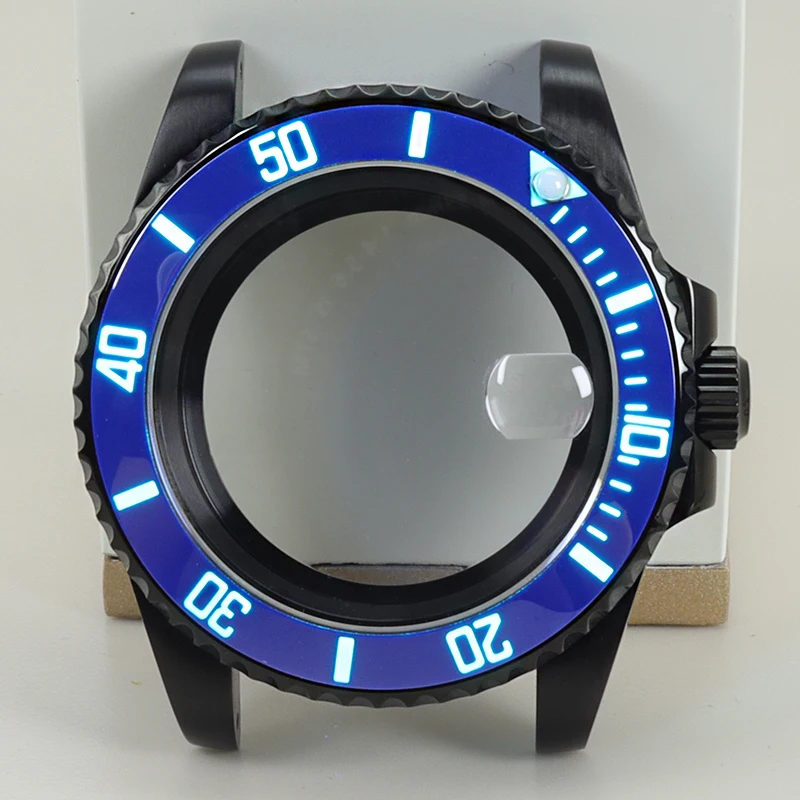 40mm Black Case NH35 Watch Accessory Sapphire Glass For NH35 NH36 NH34 38 8215 Eta2824 Movement 28.5mmDial C3 Luminous Bezel SUB