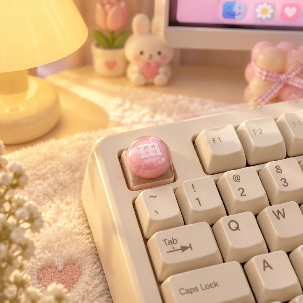 Glossy Round Artisan Keycap Single Epoxy Resin Dome Colorful Macaron Cute Custom Novelty for Mechanical Keyboard Cherry MX ESC