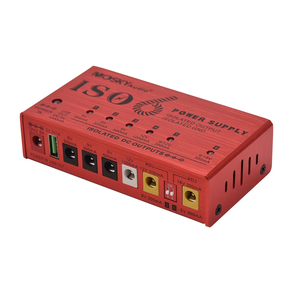 

MOSKYAUDIO 7-Channel Effector Power Supply with Independent Short Circuit Protection LED Power Indicator for Guitar Effect