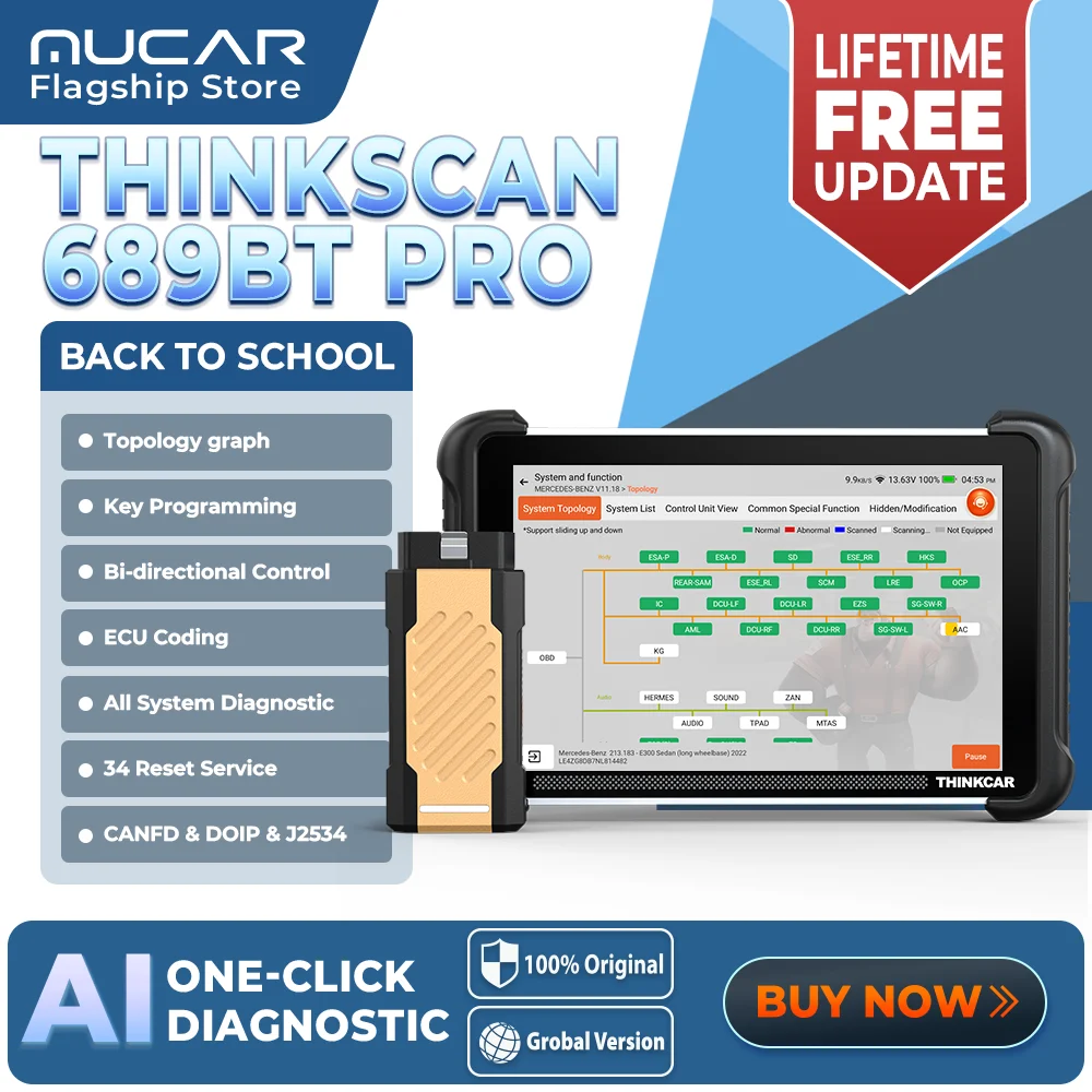 THINKCAR THINKSCAN 689BT PRO Topology J2534 Key Programmer Automotive Diagnostic Tool ECU Coding Bidirectional Car Obd2 Scanner
