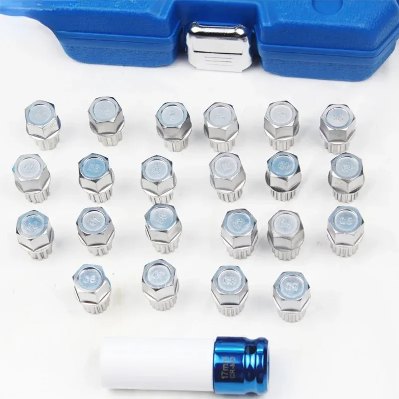 23Pcs Wheel Lock Lugnut Anti-theft Screw Sleeve Lug Nut Removal Key Socket For Volkswagen AUDI 1/2 inch (12.7mm) Socket Adapter