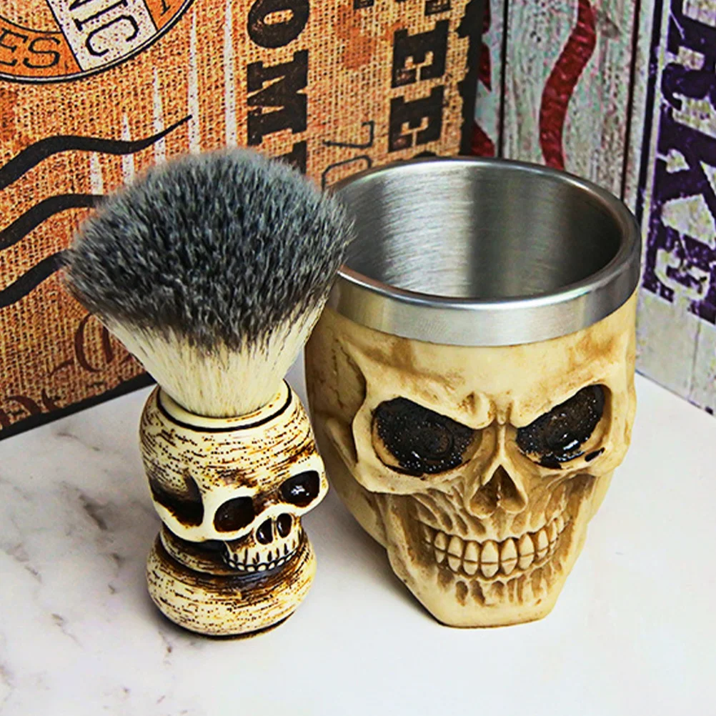 Halloween Gift Cream Men Shaving Kit Foaming Bowl Tool Desktop Shave Brush Male Resin Man