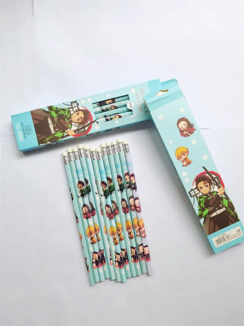 12 pcs/set Creative Demon Slayer Pencil Cute Drawing Pens Kids Gift School Office Writing Supplies Stationery Wholesale