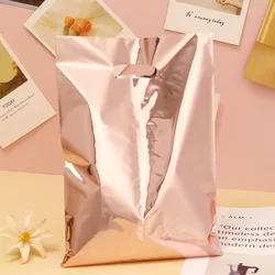10Pcs Foil Rose Gold Wedding Favor Plastic Bags, Party Treat Bags Bulk, Gift Candy Cookie Buffet Bags for Wedding, Birthday