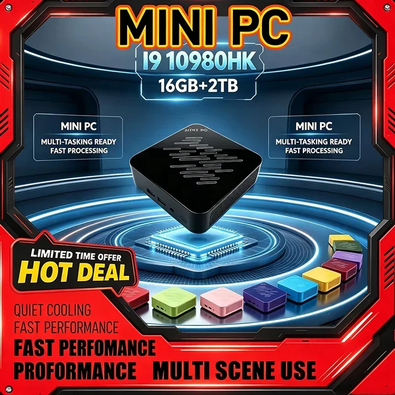 New 13‑Color Optional Intel I9 10980HK Mini PC 16GB RAM Bluetooth Output Windows 11 Compact Desktop PC for Gaming Office Work