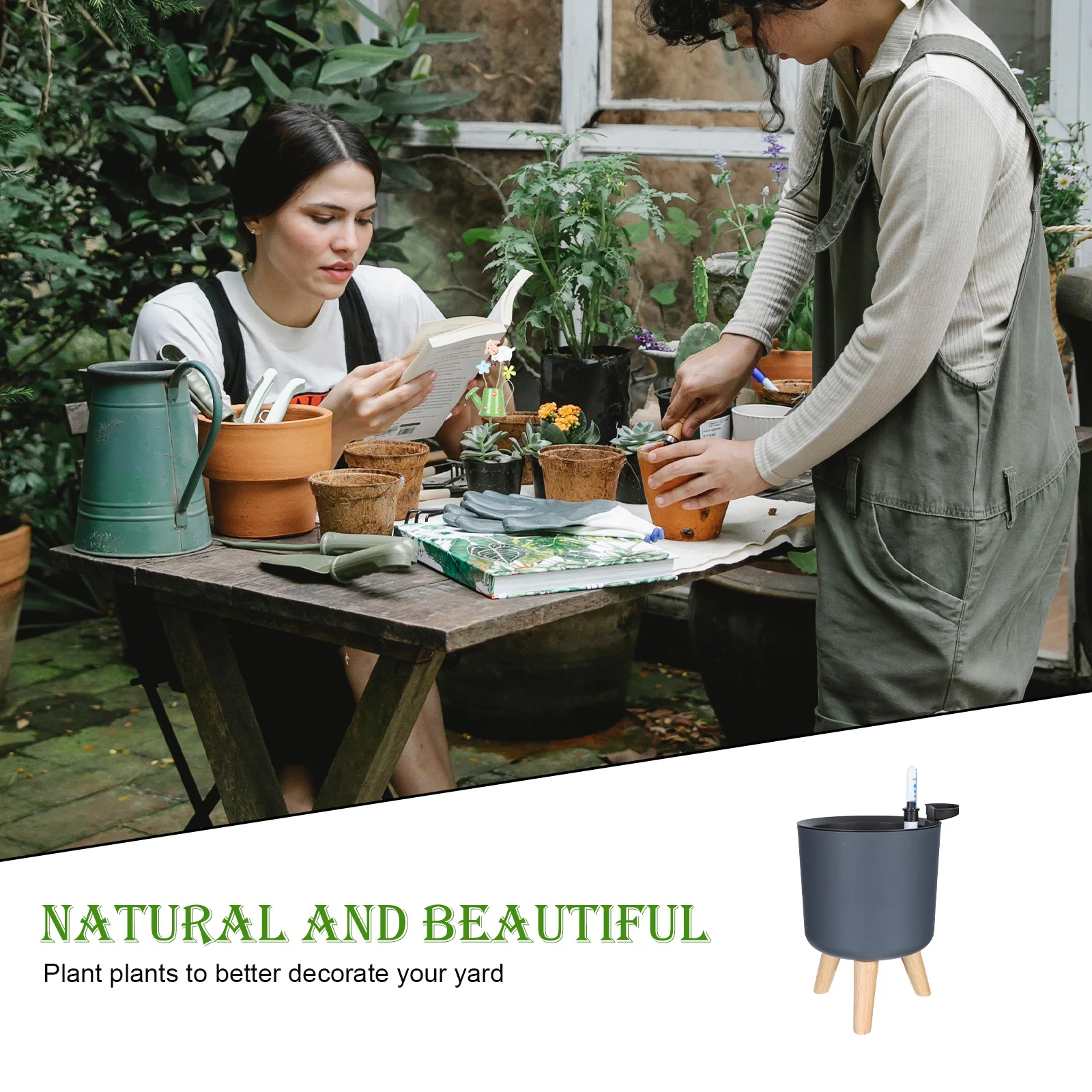 

1pc Round Floor Planter Self Watering Plant Pot With Water Level Indicator Large Plastic Flowerpot For Indoor Outdoor Garden