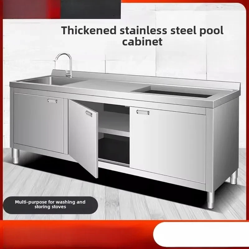kitchen stainless steel sink sink sink flat integrated cabinet household commercial