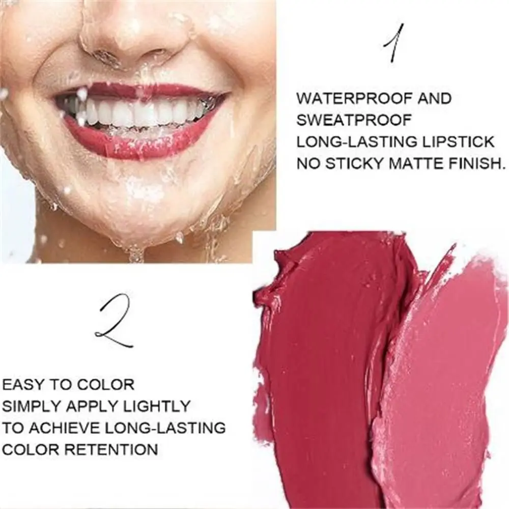 Waterproof Matte Lipstick New Long Lasting Velvet Velvet Lip Gloss Matte Non-stick cups Nude Dark Lipstick Set