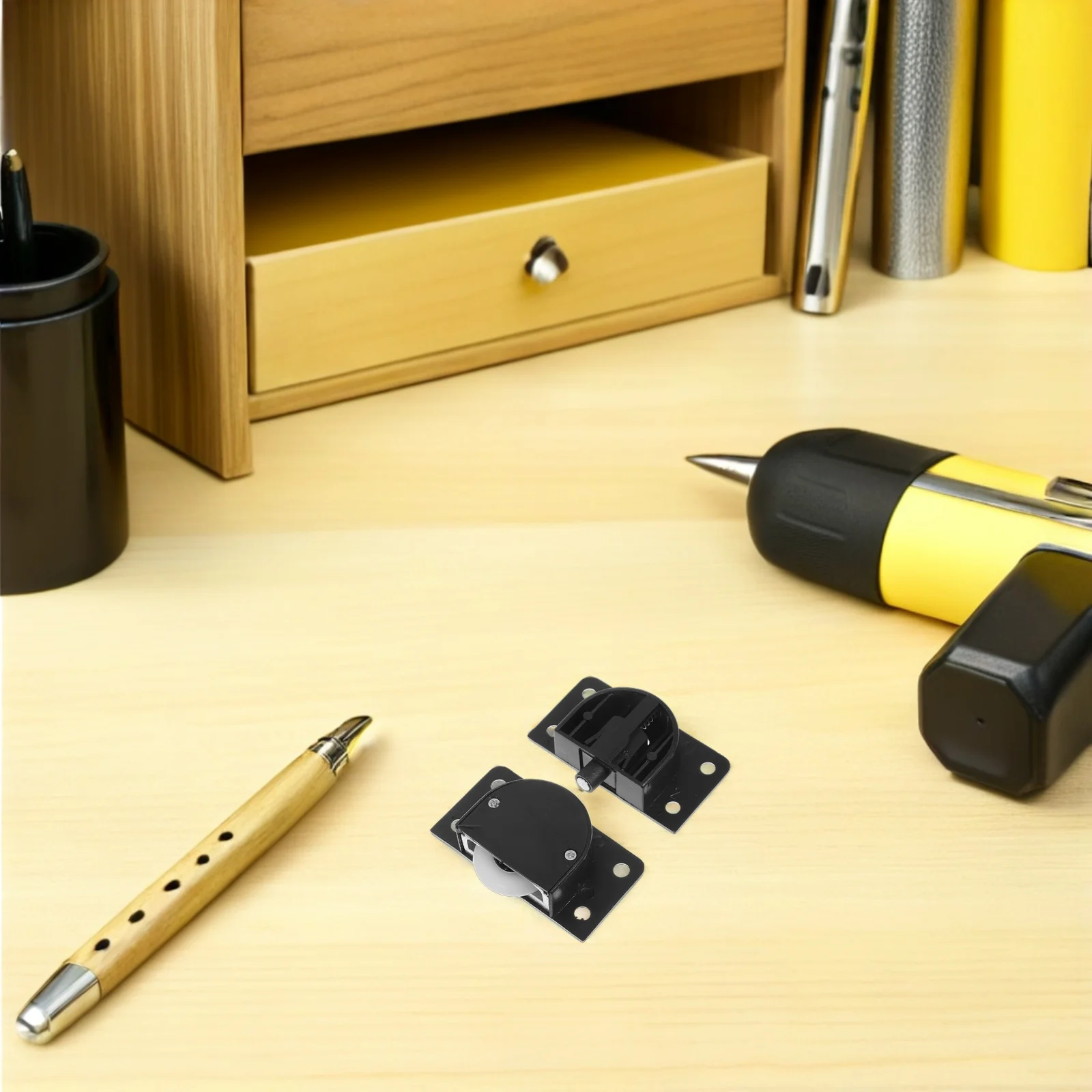 

2 Sets Sliding Closet Door Rollers Black Plastic Wardrobe Hardware Smooth Silent Operation - Adjustable Cabinet Door Roller