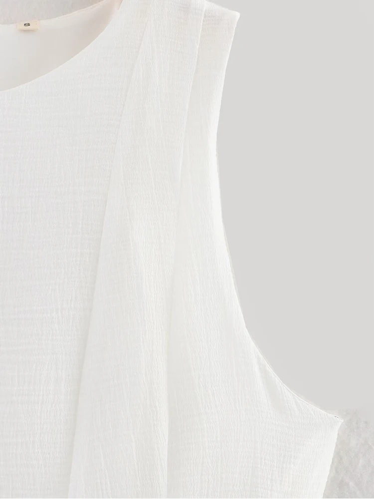 فستان نسائي صيفي جديد أوروبي وأمريكي برقبة دائرية ورقبة دائرية بدون أكمام بقصة ضيقة وحاشية مكشكشة #4