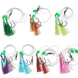 5packs Fishing Bait Rig Saltwater Flounder Rigs with Mono Leader for Flounder Sea Bass Halibut Black Pompano Bottom Fishing Rigs