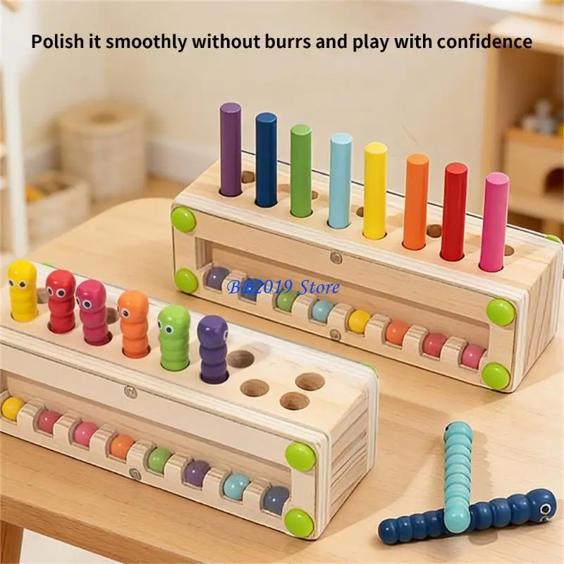 Q0KB Colorful Wooden Sensory Cylinder Peg Toy for Educational Play Memory Training