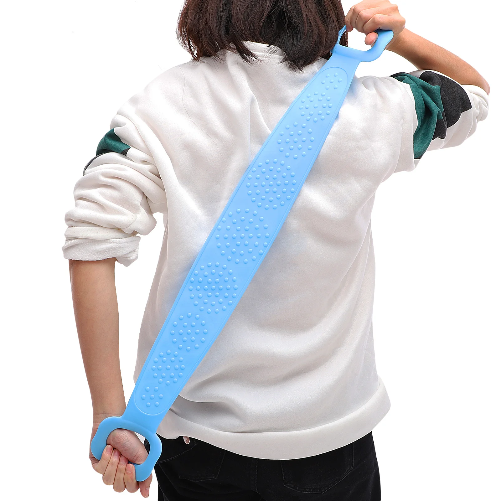 سيليكون الأزرق التقشير التراجع قطاع حمام فرك فرشاة مزدوجة الجانب منشفة استحمام تدليك الغسيل الظهر الغسيل للبشرة الميتة #1