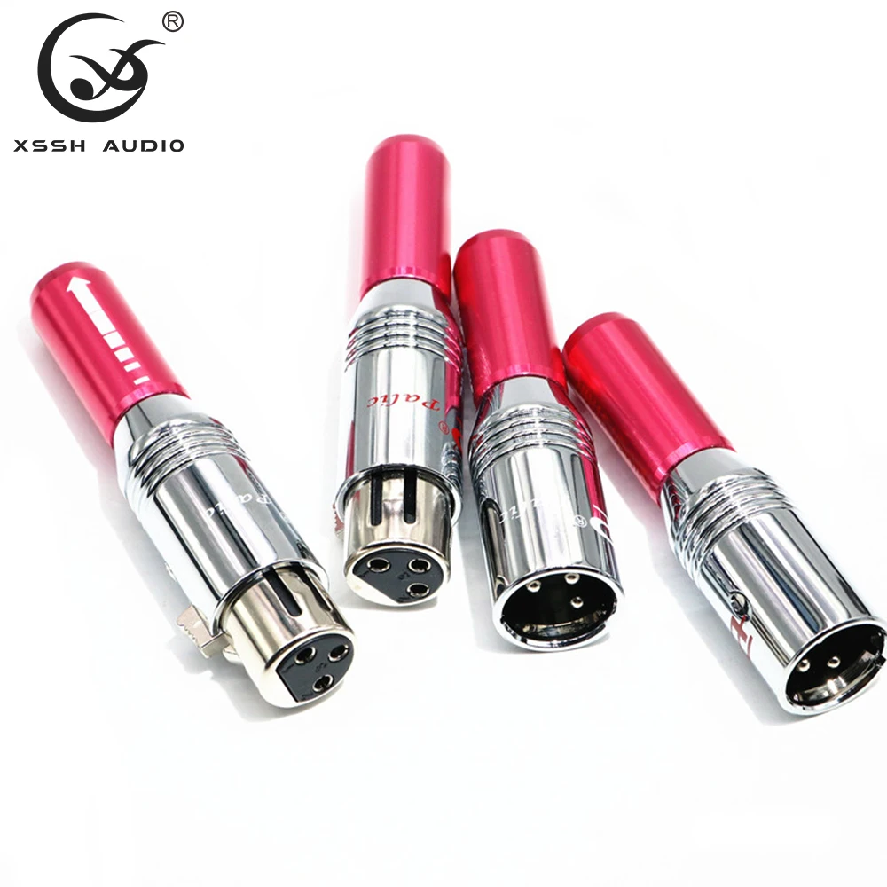 Weiblich Männlich XLR Hallo-end Hifi YIVO OEM Audio Jack 3 Pins Stecker Rot Metall Shell Messing 62% Kupfer überzogene Rhodium XLR Buchse Stecker – Detail 5