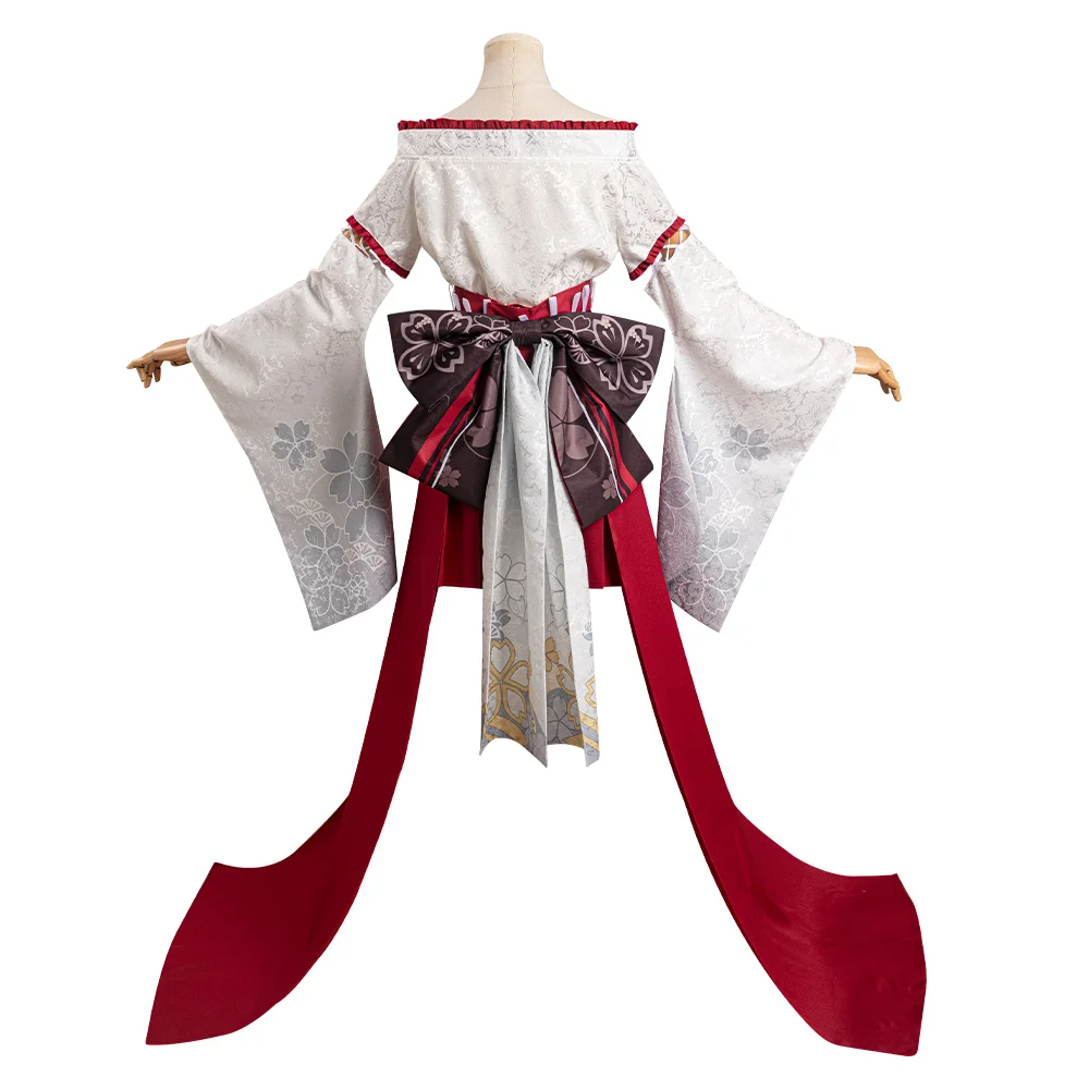 Costume de Cosplay Genshin Impact Yae Ko pour Femme, Perruque Nette, Kimono, Tenues d'Halloween, Carnaval Trempé