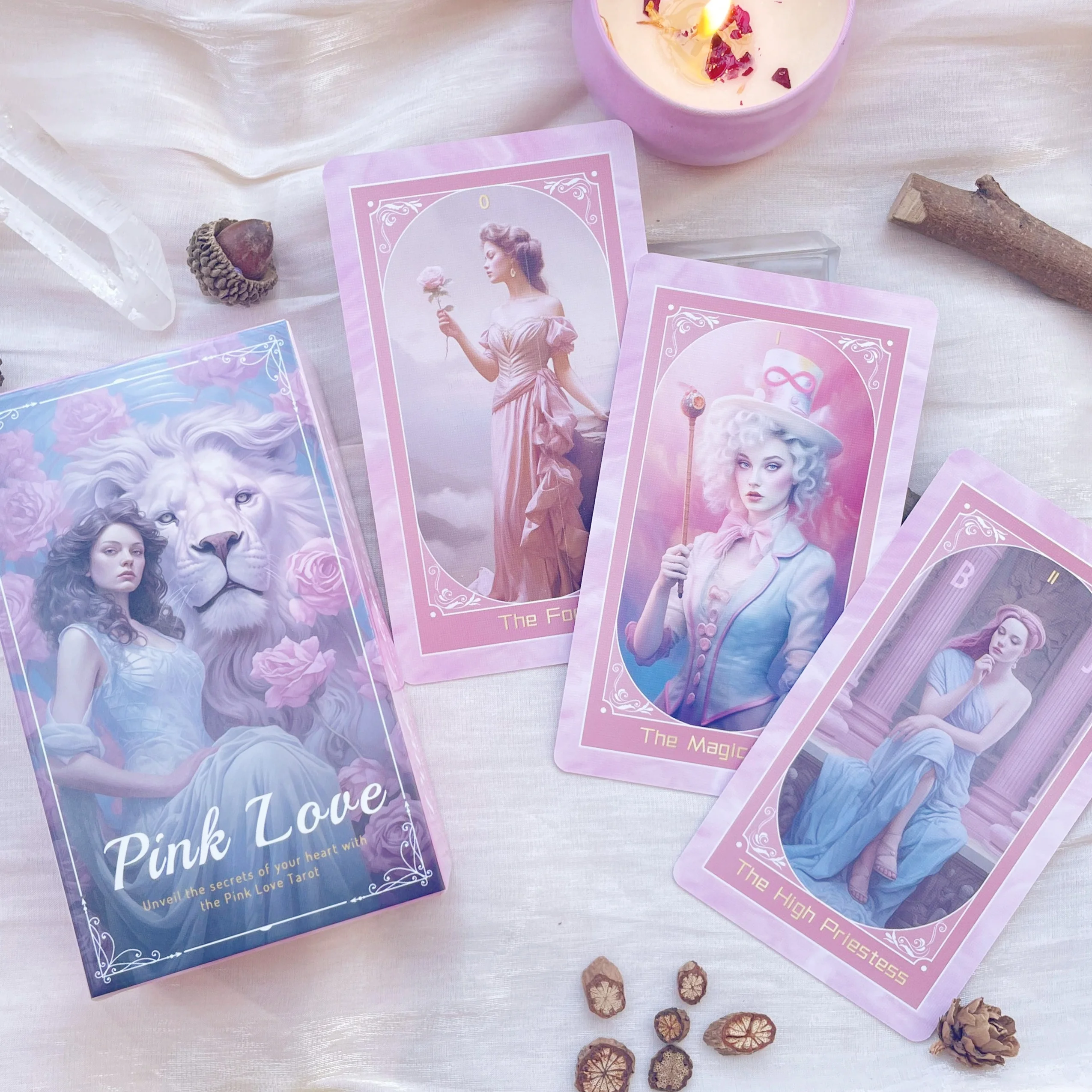 Genuine Professional Pink Love Tarot Cards English French Spanish Russian Divination Deck Oracle 78 Beginners High Quality