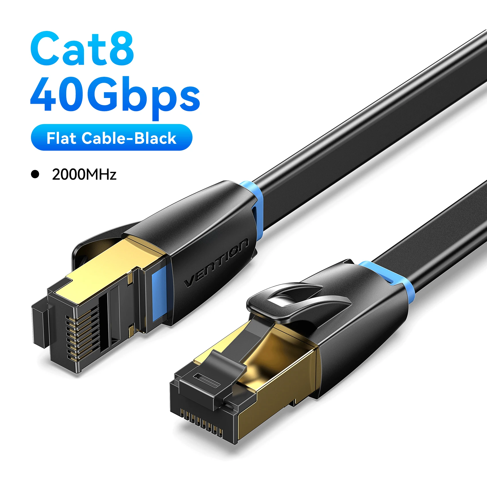 Vention CAT8 Ethernet-Kabel 40Gbps 2000MHz TPE Netzwerk-LAN-Patchkabel für PC Laptop PS 5/4 Router RJ45 Flaches Kabelgebundenes Ethernet-Kabel