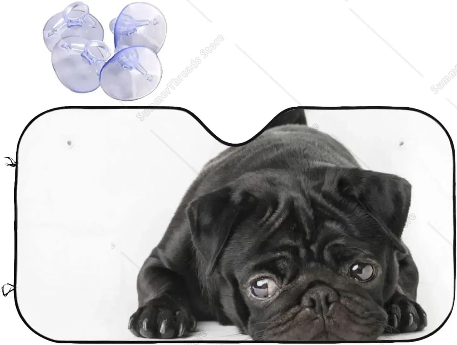 

Черный лобовое стекло для мопса Sunsha для автомобиля, внедорожника, грузовика, складной отражатель с УФ-лучей, переднее окно, солнцезащитный козырек, крышка