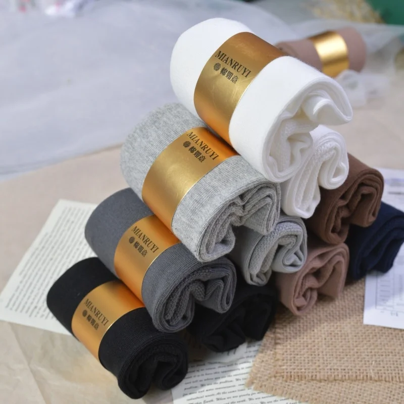 Women's Cotton Socks With Antibacterial, Odor Proof, Breathable, Autumn Winter Pure Color Warm Socks Made Of Pure Cotton 5 Pairs