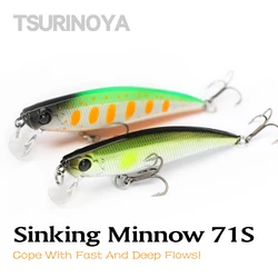 TSURINOYA INTRUDER 71S Trout Area Stream Fishing Sinking Minnow 71mm 10g Deep Range Fishing Lure Stream Rockfish Fake Fish Bait