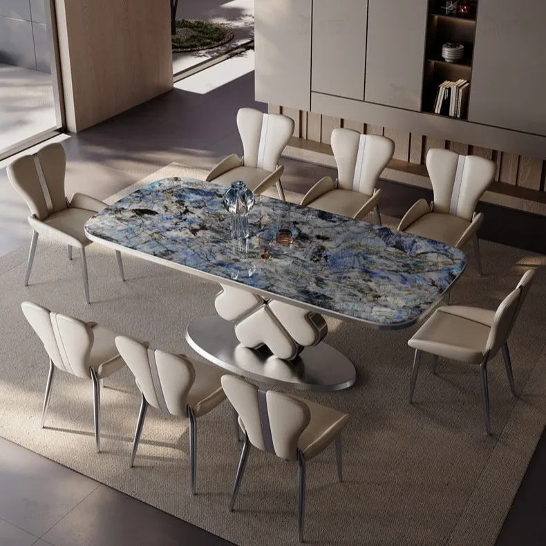 

Modern simple light luxury rock plate dining table Internet celebrity small apartment high-end rectangular high-end villa dining