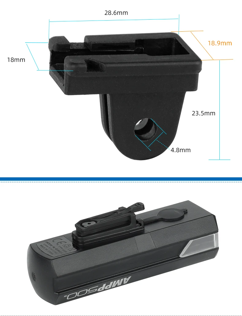 Adapter für CateEyp VOLT AMMP Fahrrad-Scheinwerferhalterung, passend für GoPro-Kamera-Adaption, Gabelschaft, Helm, Installationshalter, Clip – Detail 3