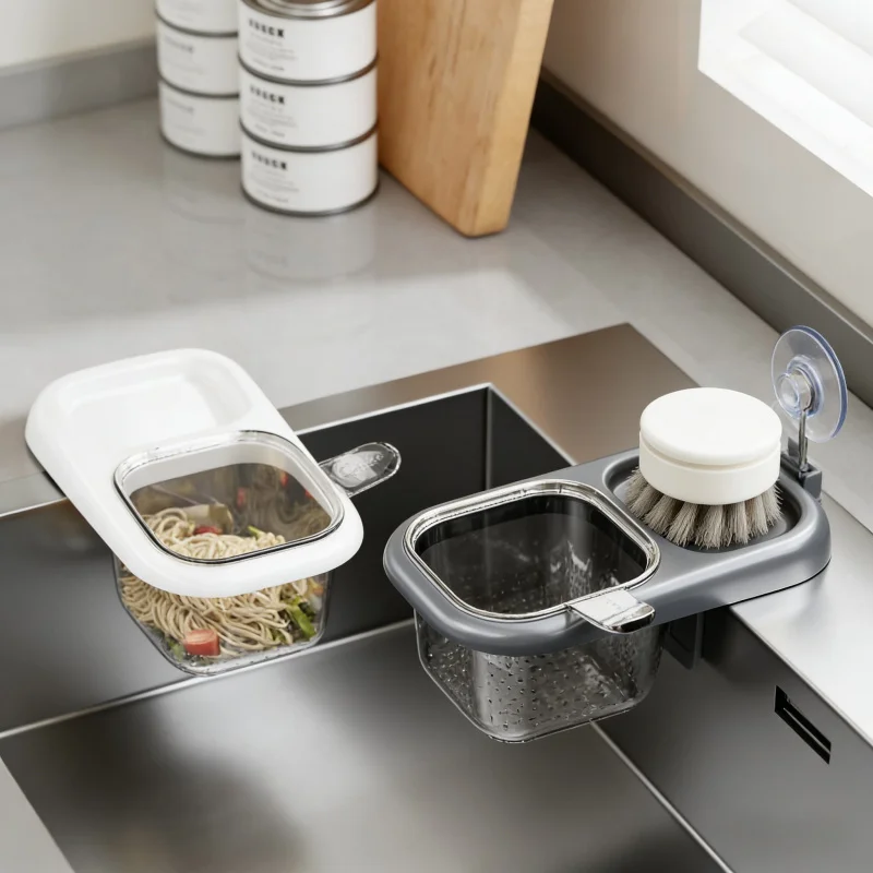 

Корзина для слива воды из кухонной мойки, раздельного типа, с фильтром для чайных листьев, самодельный гаджет для легкой очистки и хранения.