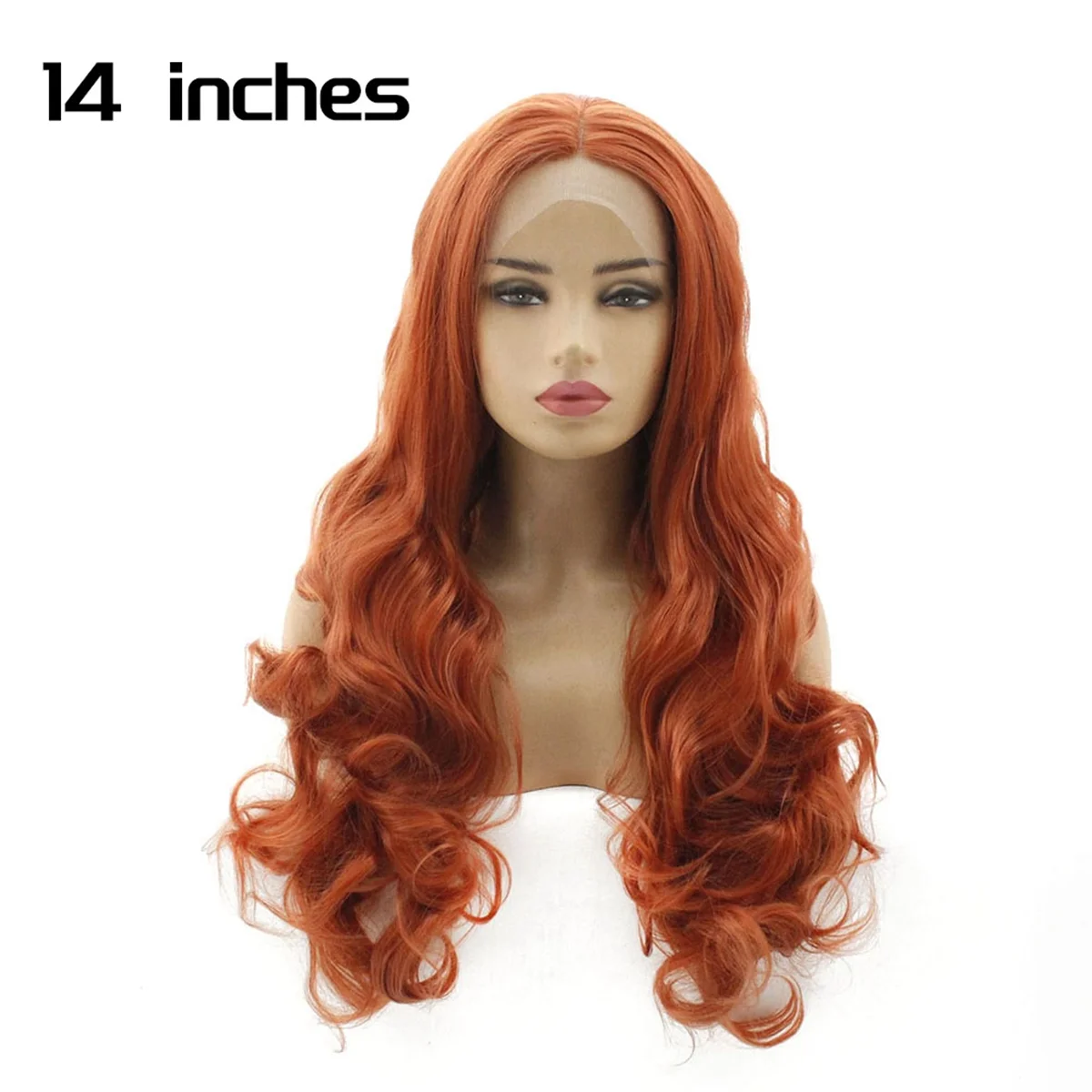 14 Inches Lace Front Wig Kinky Straight-Human Hair Feeling Synthetic Wig Natural Long Wavy Roll