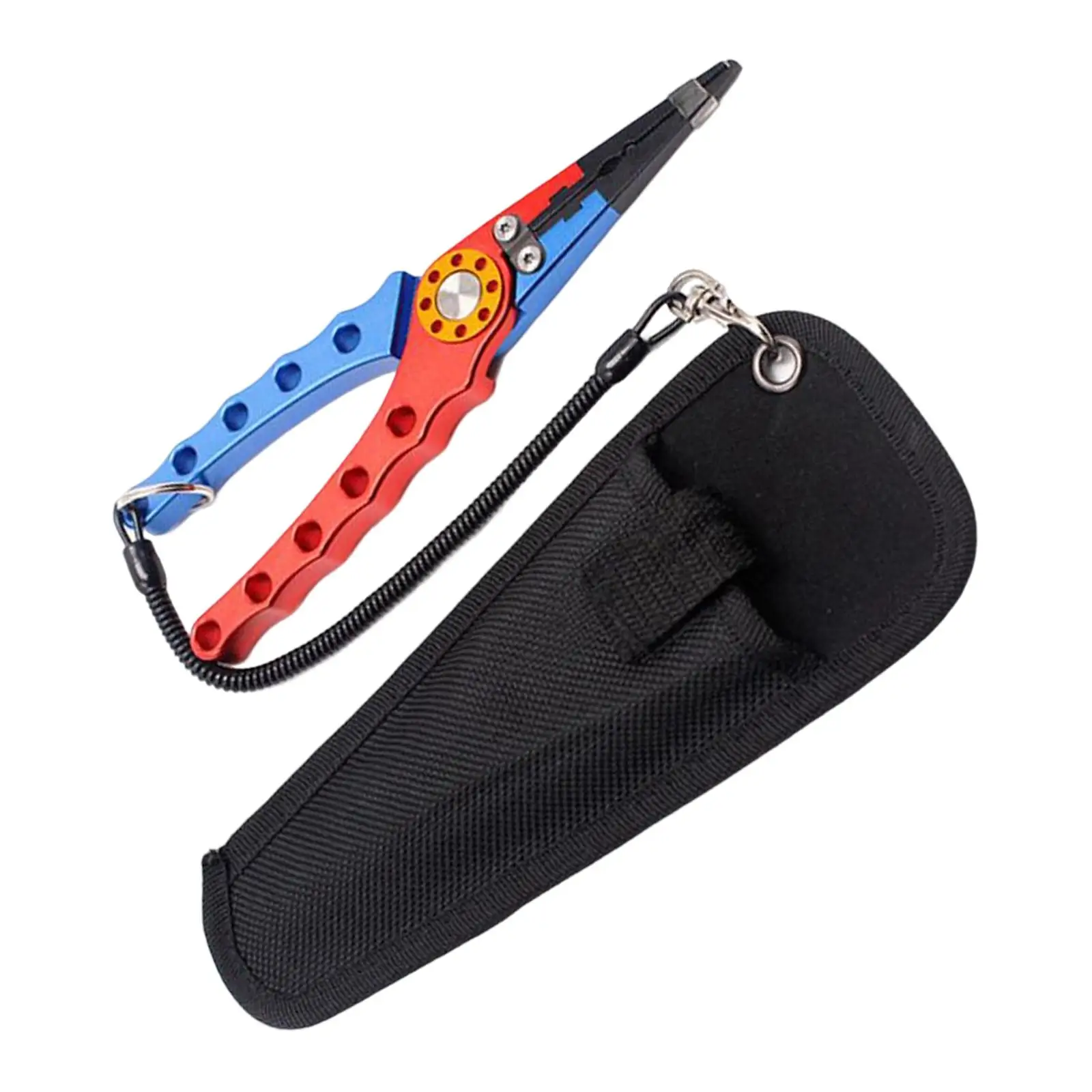 

Портативные плоскогубцы для рыболовных снастей, чехол для снятия крючков и ремешок, держатель для рыбы, алюминиевые ручки, плоскогубцы с разъемным кольцом, кусачки для оплетки