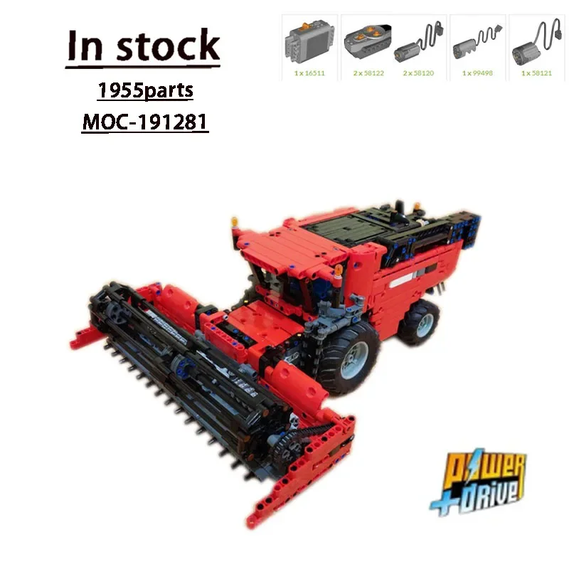 MOC-191281 Red New Combine Harvester Agricultural Harvester Building Block Model•1955 Parts MOC Creative Kids Building Block Toy