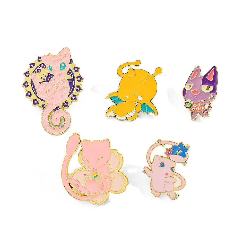 

5 шт. аниме Mewtwo брошь милый драконит эмалированная булавка металлический значок ювелирные изделия рюкзак аксессуары для одежды праздничный подарок