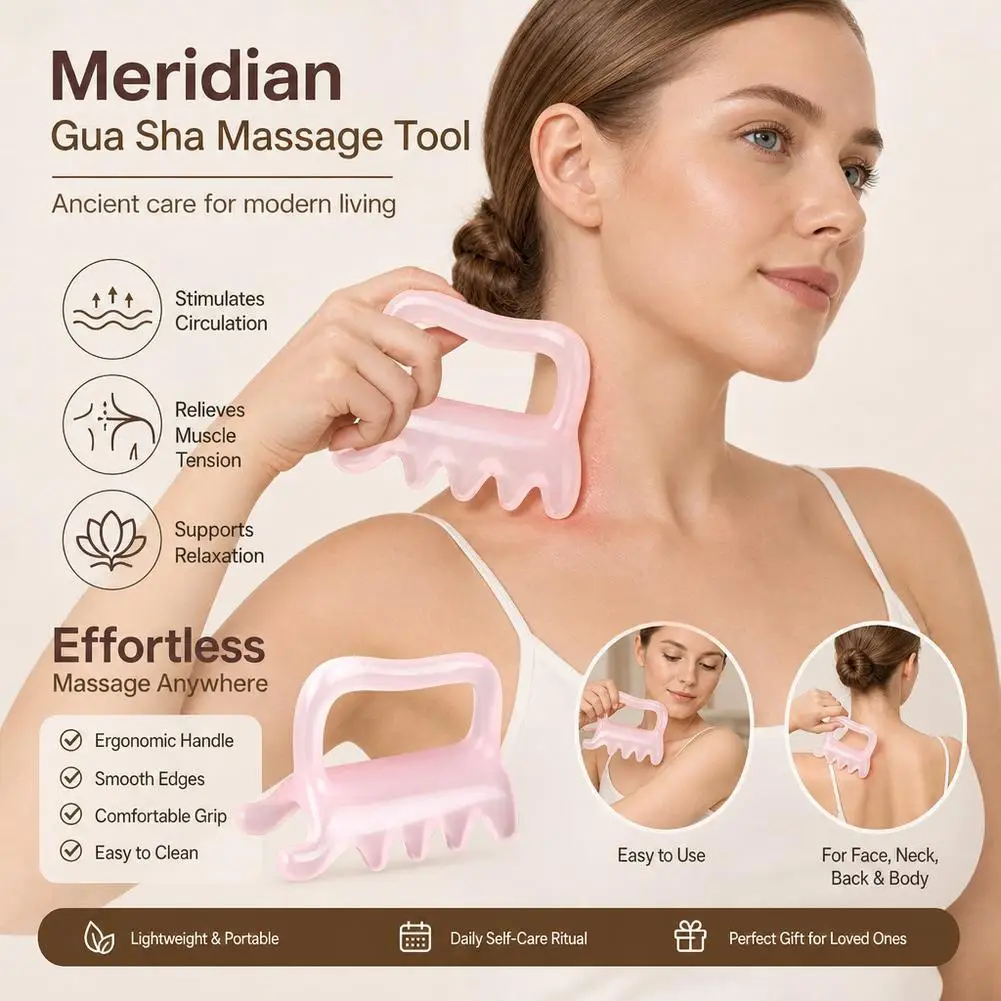 Gua Sha Meridian Brush Double-Push Massager Resin Massage Comb Gua Sha Board Body Massage Pain Relief for Neck Back Shoulder