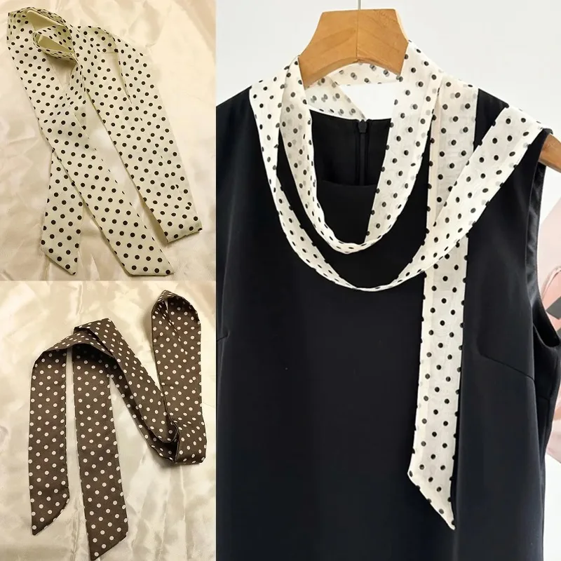 Lenço Longo Estreito Feminino 150x4cm com Poás, Fita para Bolsa, Tiara, Choker, Acessórios de Moda Versáteis para Uso Diário