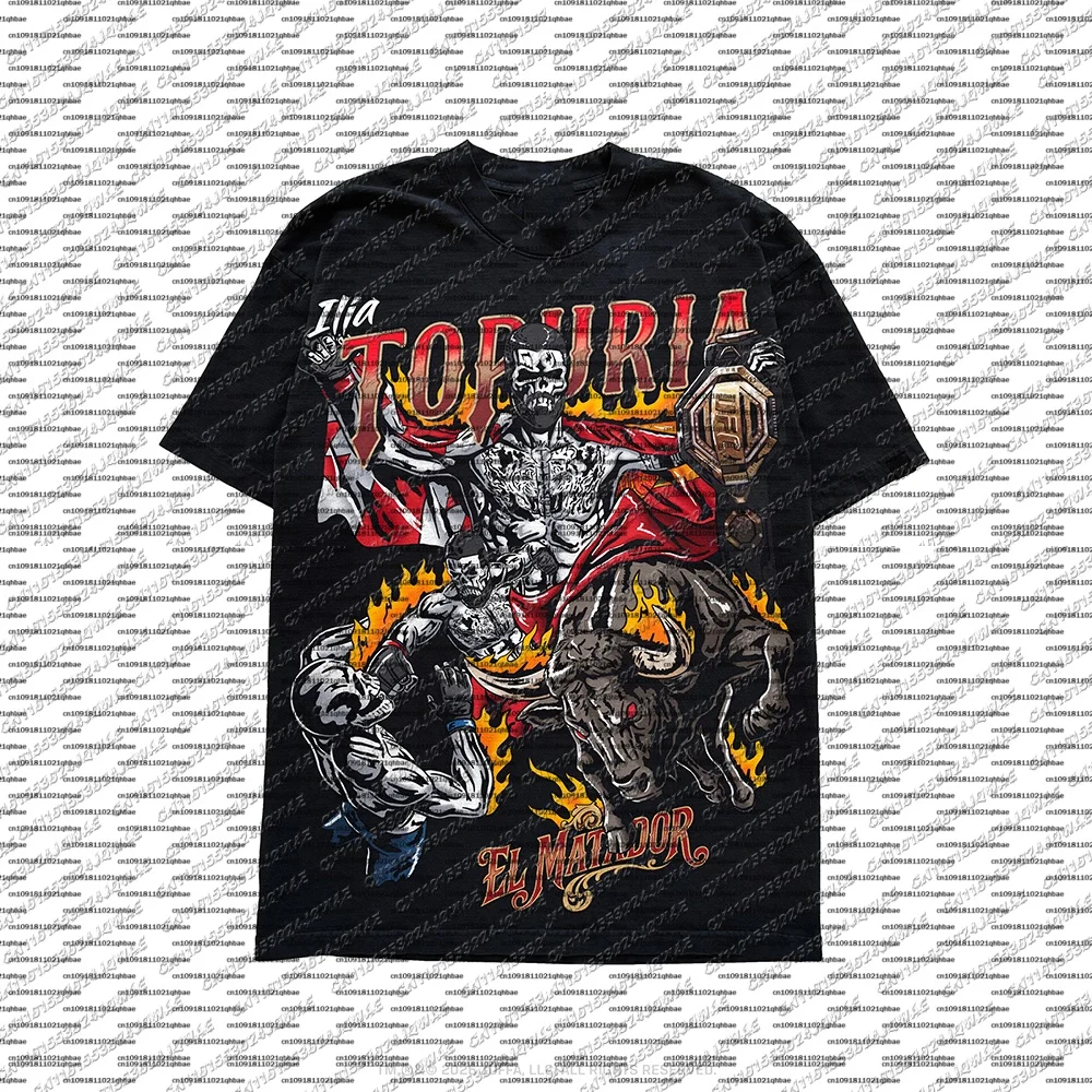 Summer Top Boxer EL MATADOR MMA Octagonal Cage Tshirt New Men Black Oversized Breathable Quick Drying Sports Top Training Shirt