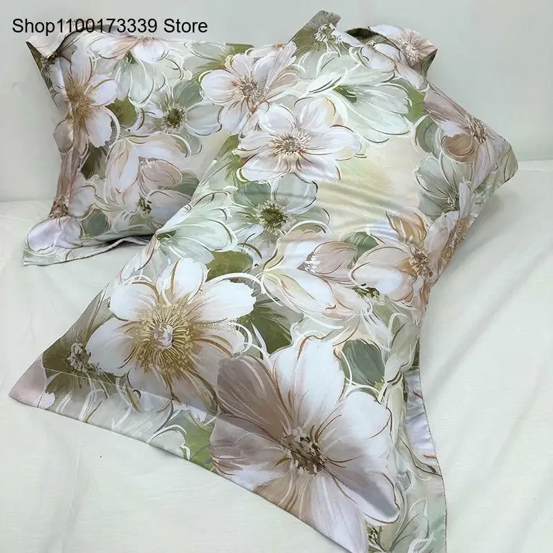 [Only includes pillowcases] Summer Autumn Spring Minimalist Printed Home Digital Printed Ultra-Fine Silk Slip Cool Pillowcase