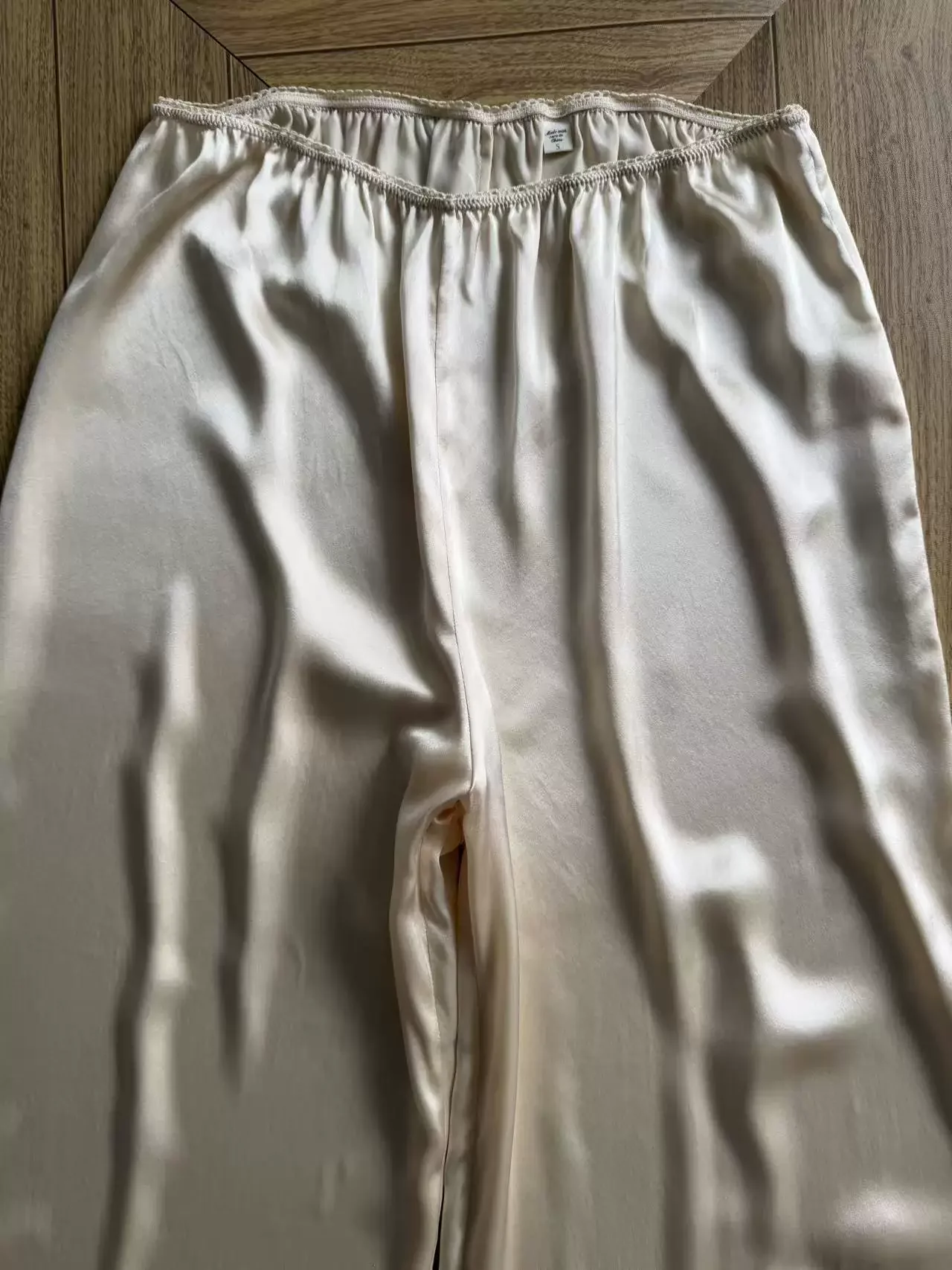 Tassel Decoration Women Wide Leg Pants 2026 New Elastic Waist Solid Color Loose 100% Silk Trousers