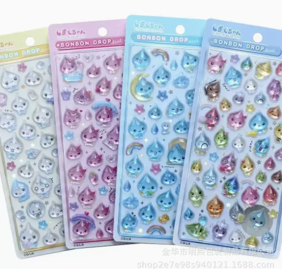 1/6 Piezas de Pegatinas 3D de Cristal con Forma de Gota de Agua, Polvo Brillante Kawaii, Gotas de Cristal Decorativas, Pequeños Regalos