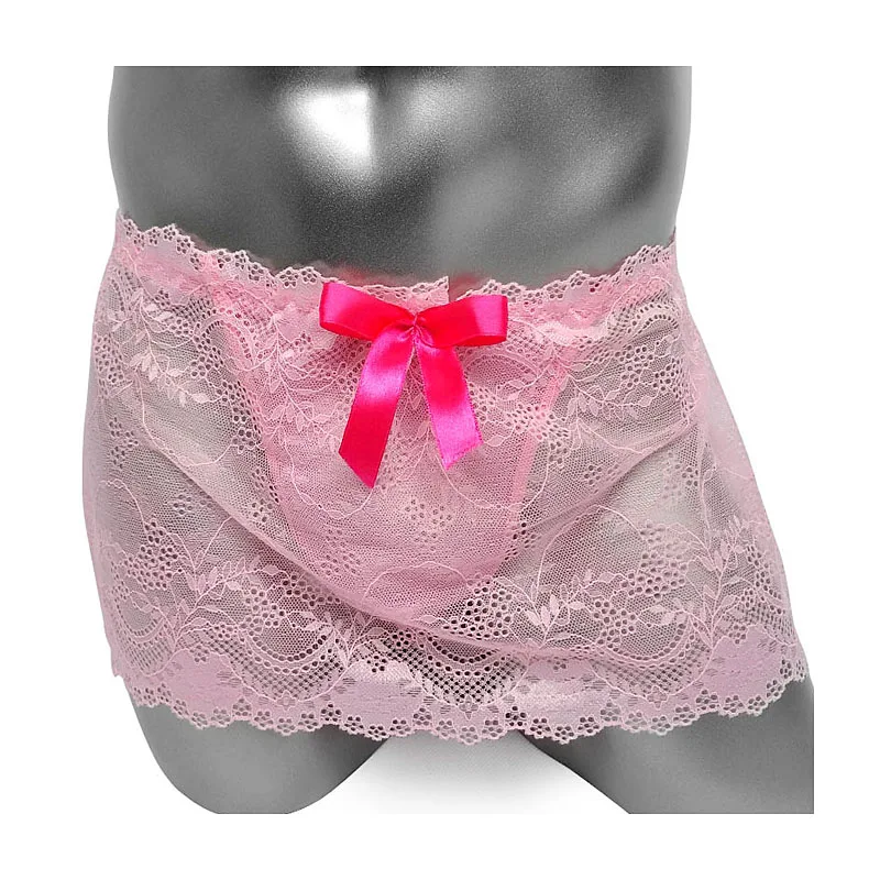 

Lace Sissy Panties Sexy Lingerie with Bulge Pouch T Back See through Skirted Gay Mens Underwear G String For Male Underpants