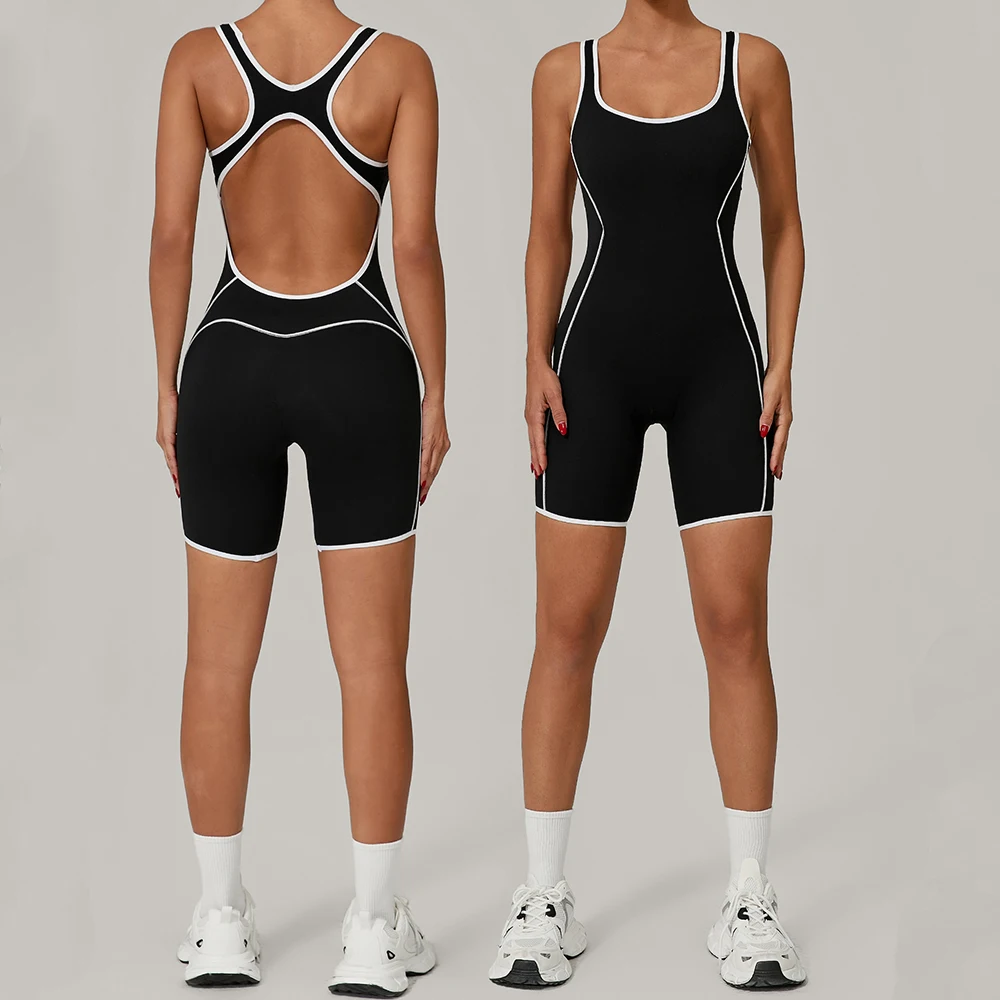 

Женский спортивный комбинезон для йоги без рукавов, цельный комплект для тренировок, сексуальный фитнес-комбинезон с открытой спиной, одежда для спортзала