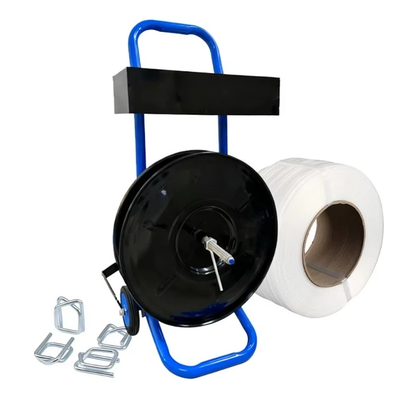 Heavy Duty Manual Steel Strapping Tool Cart Distributor Packaging Cart Polypropylene Polyester Composite Strapping Tape Roll