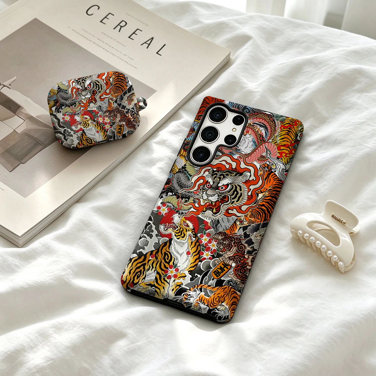 Japanese Tiger Dragon Tattoo Phone Case For Samsung Galaxy S26 S25 Ultra S24 S23 Plus Shockproof Double Layer Tough Back Cover