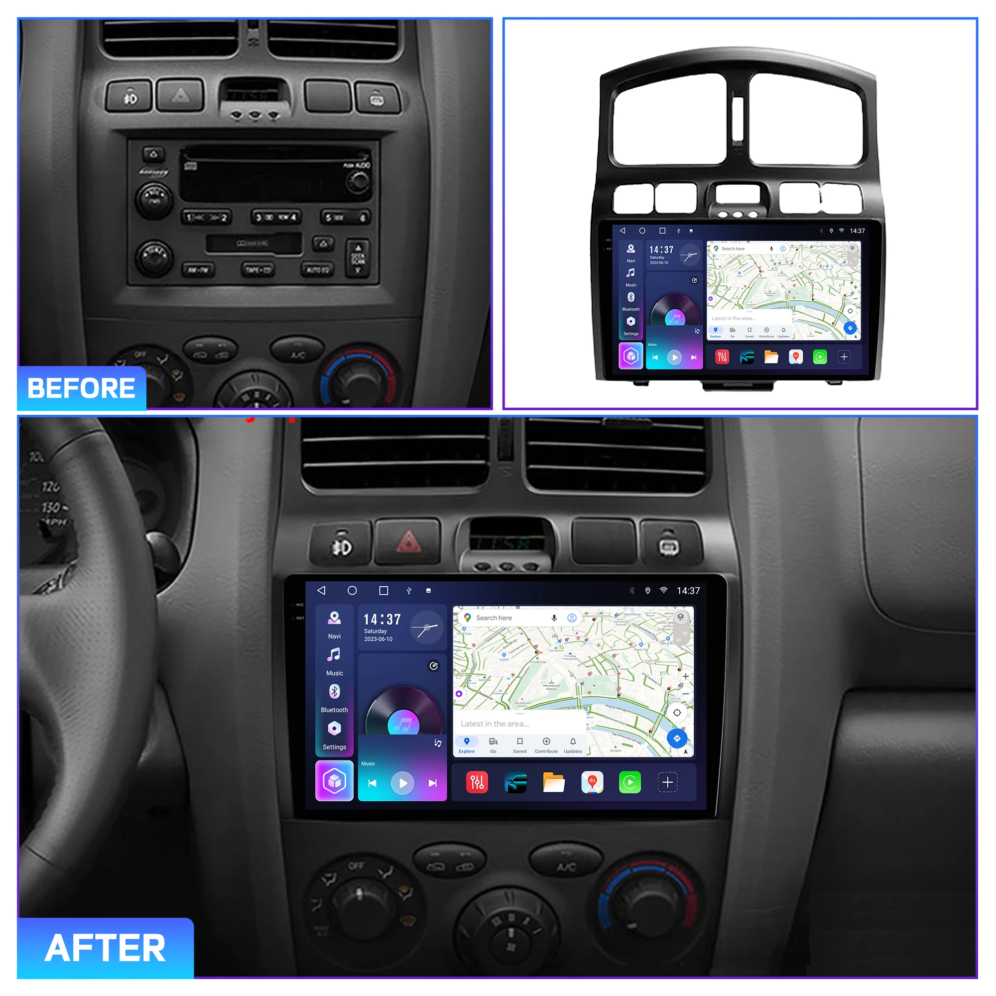 Penhui For Hyundai Santa Fe 2000-2012 For JAC Android Car DVD Player 2Din 9'' Touchscreen DSP Bluetooth Video Multimedia System