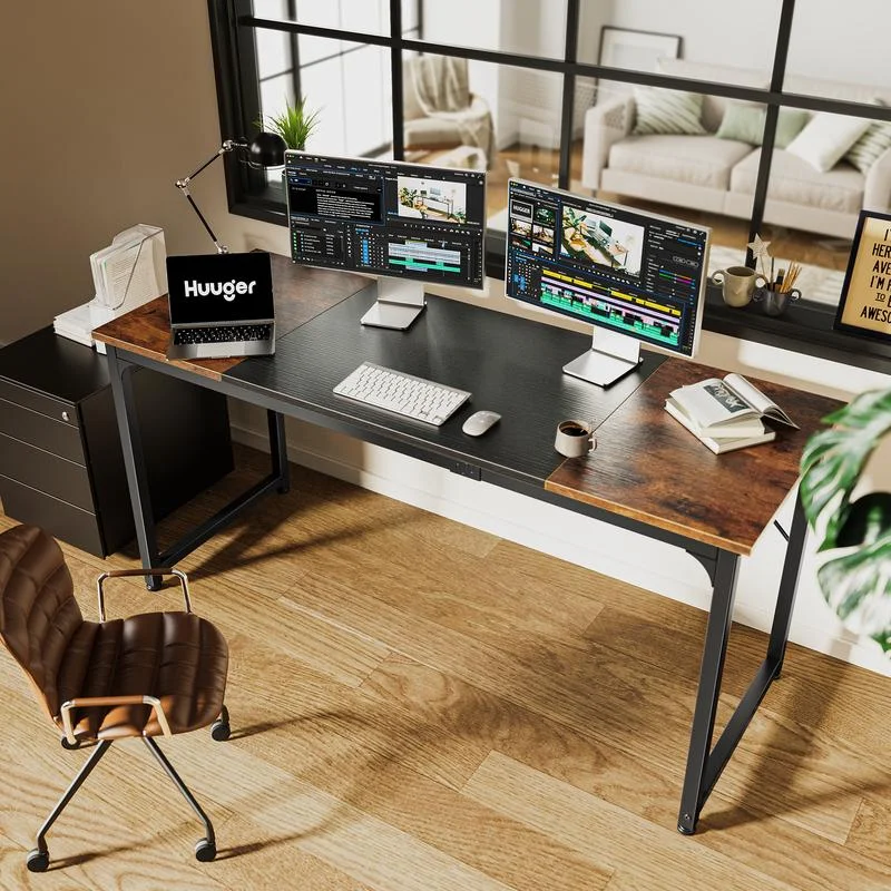 

Computer Desk, Office Desk, Gaming Desk with Storage, Wome Office, Study, Modern Simple Desk, Large Legroom, Metal Frame